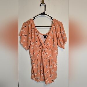 172. Buckle Daytrip Orange Pink Flutter Sleeve Wrap Blouse